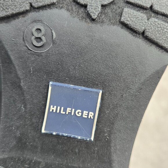 Tommy Hilfiger Rain Boots Black Quilted Outdoor Rubber Winter Ankle Booties Sz 8 - Picture 11 of 12